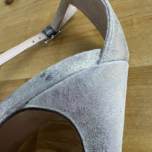 Pelle Moda Pumps Strappy Studded Stilettos Sparkly Silver Karisa Heels Size 9 - Picture 14 of 16